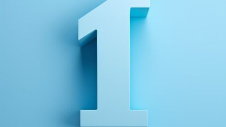 the number one on a blue background